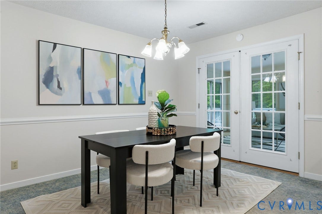 1570 Meade Point Drive, Powhatan, VA 23139 Dining area with French doors to Florida room