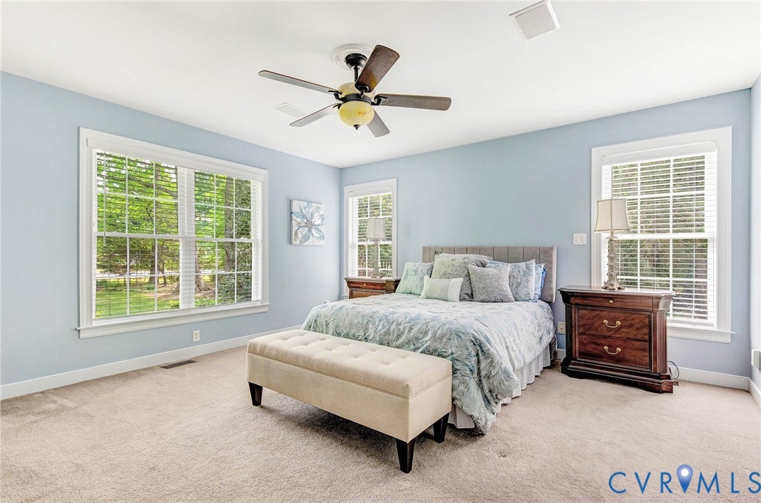 3131 Shadow Creek Drive, Powhatan, VA 23139 Carpeted bedroom featuring multiple windows with fresh paint