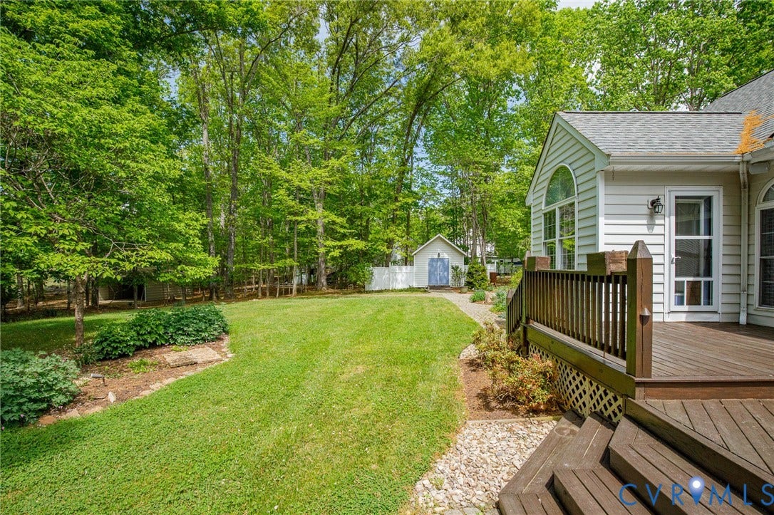 3131 Shadow Creek Drive, Powhatan, VA 23139 Expansive lawn bordered by mature trees and established landscaping