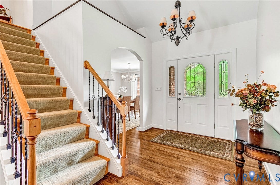 3131 Shadow Creek Drive, Powhatan, VA 23139 Grand entryway featuring a double door with leaded glass