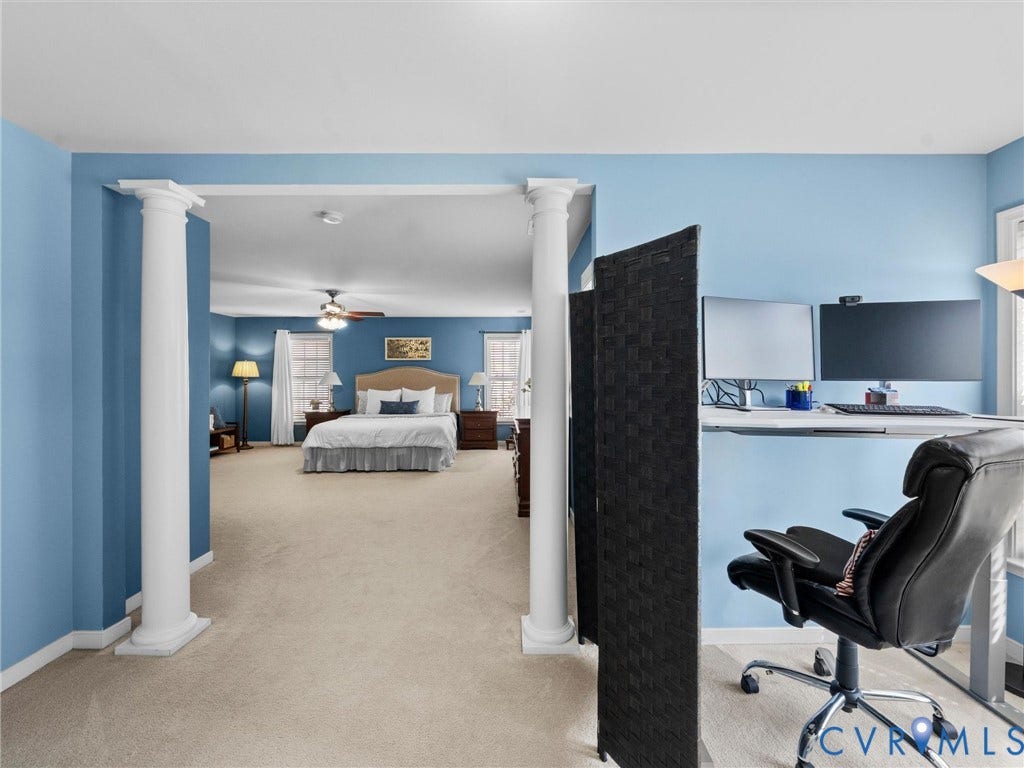 Primary bedroom and sitting area/office