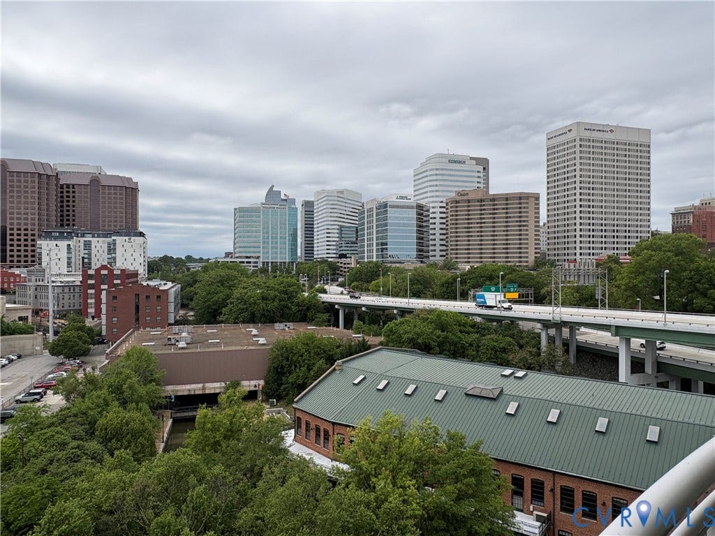 301 Virginia Street, #U804, Downtown, Richmond, VA 23219 City View from the balcony.