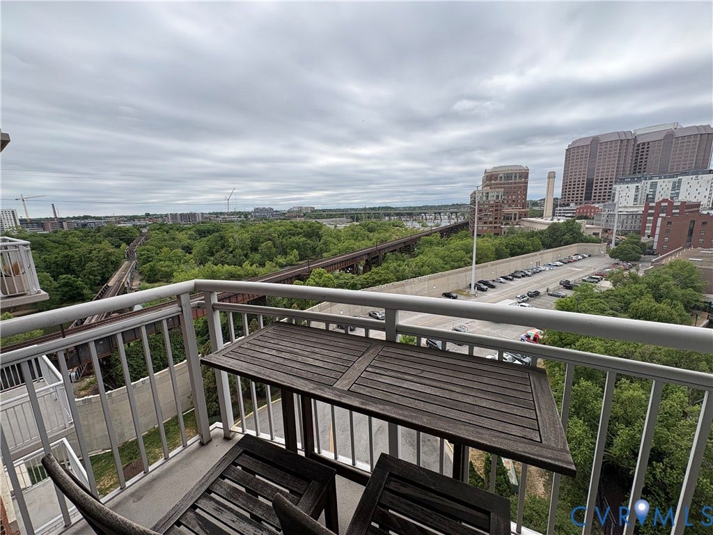 301 Virginia Street, #U804, Downtown, Richmond, VA 23219 Balcony with stunning River and city views!