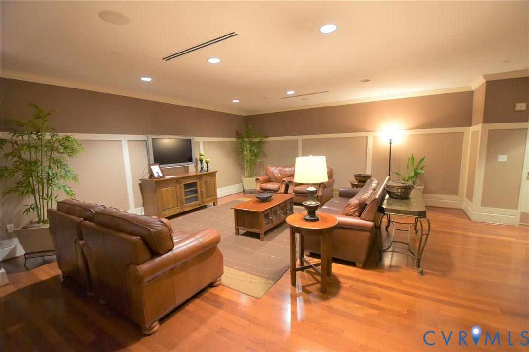 301 Virginia Street, #U804, Downtown, Richmond, VA 23219 Club Room has great seating area and large screen TV.