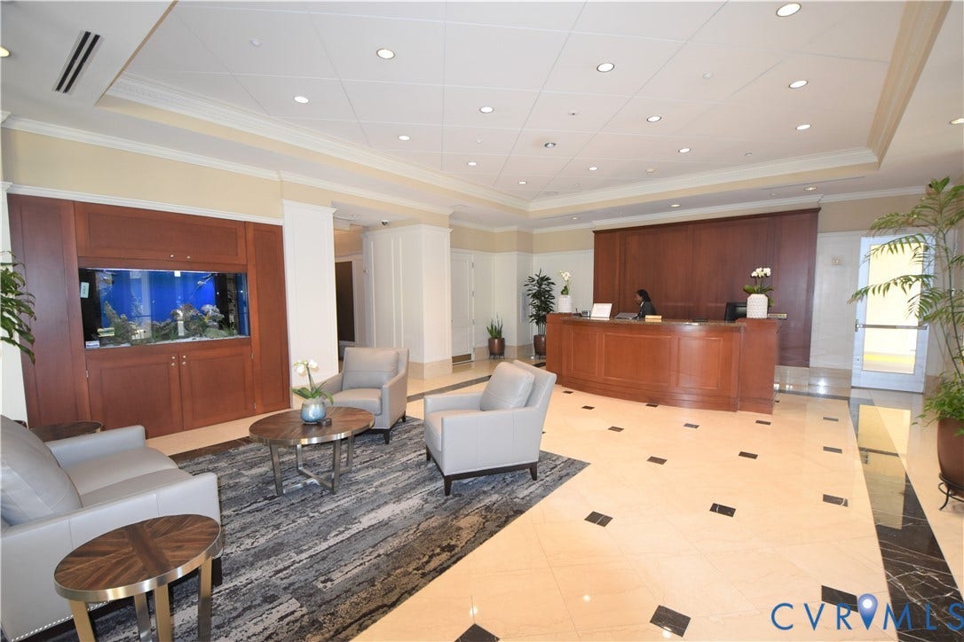 301 Virginia Street, #U804, Downtown, Richmond, VA 23219 Secure building with elegant lobby with 24 hr 365 day security