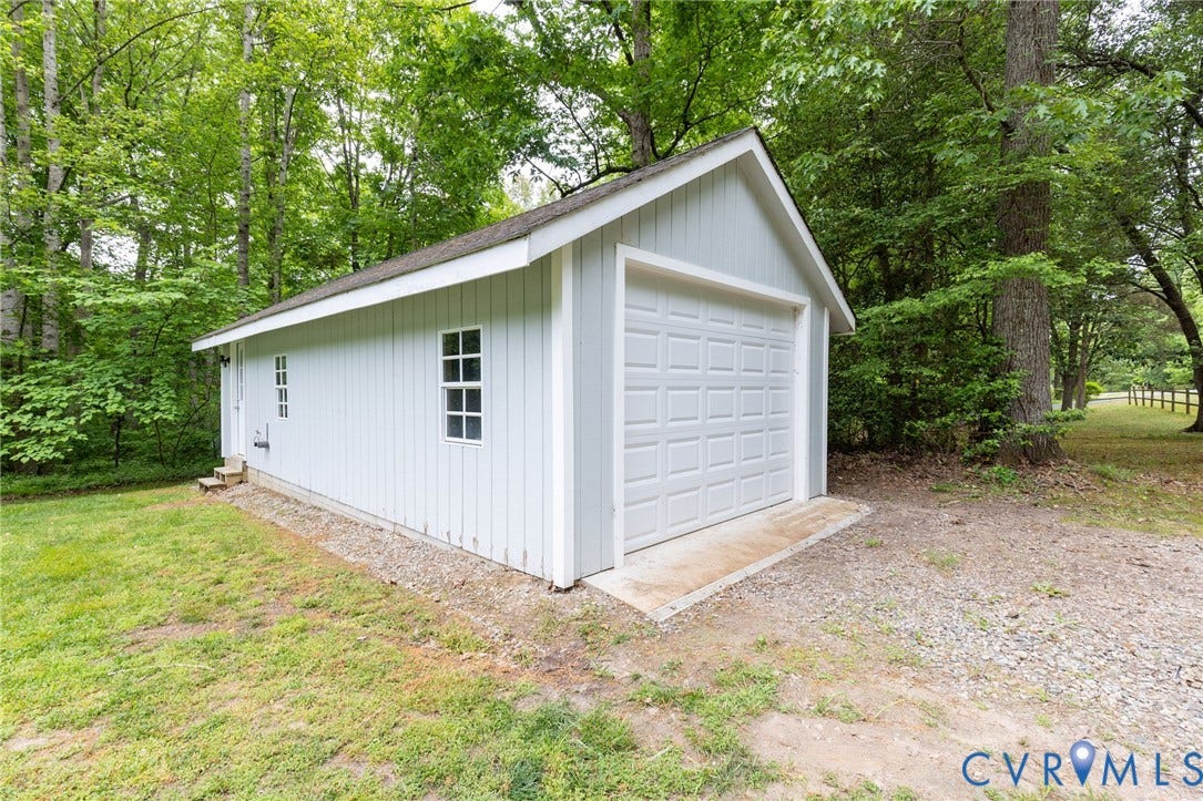 2933 Deercreek Trail, Powhatan, VA 23139 Oversized Detached Garage with electric and heat.