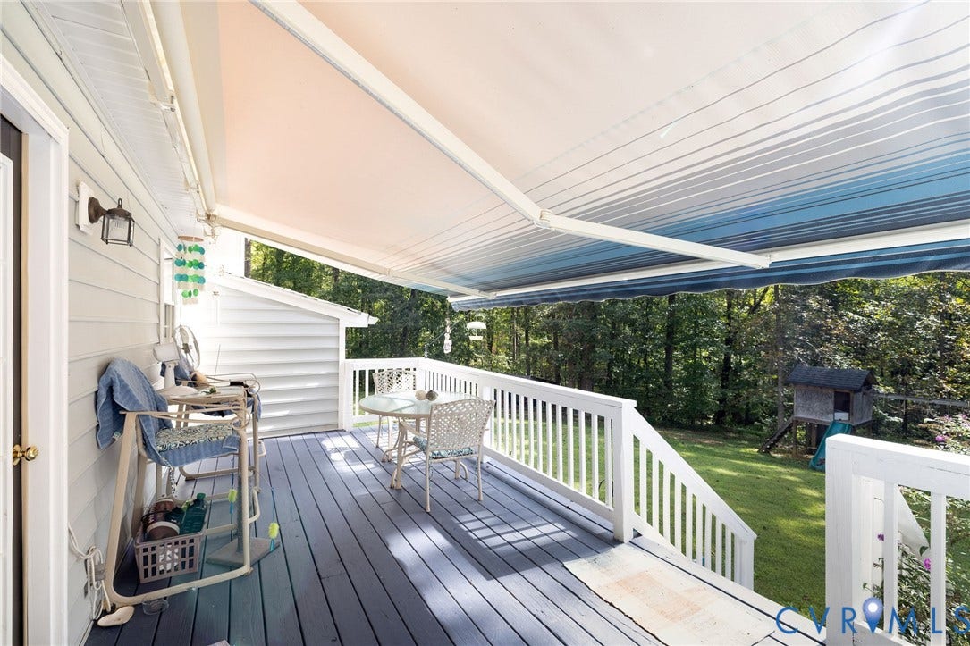 2933 Deercreek Trail, Powhatan, VA 23139 Back deck with electric awning