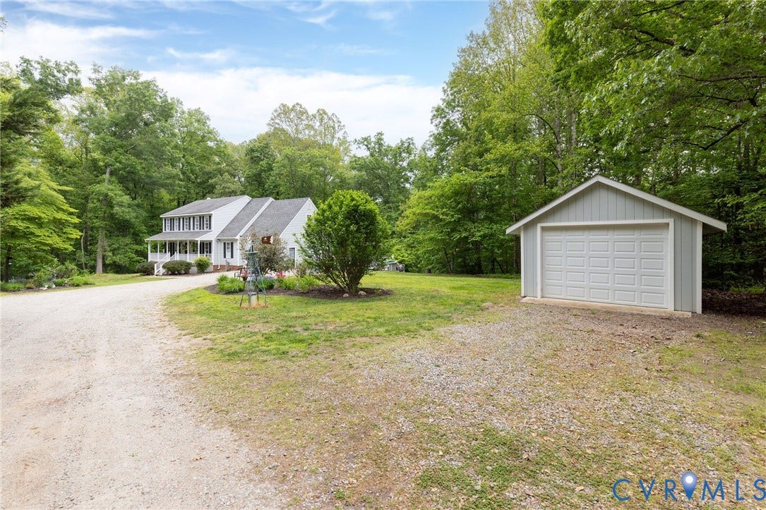2933 Deercreek Trail, Powhatan, VA 23139 Front of home and detached garage