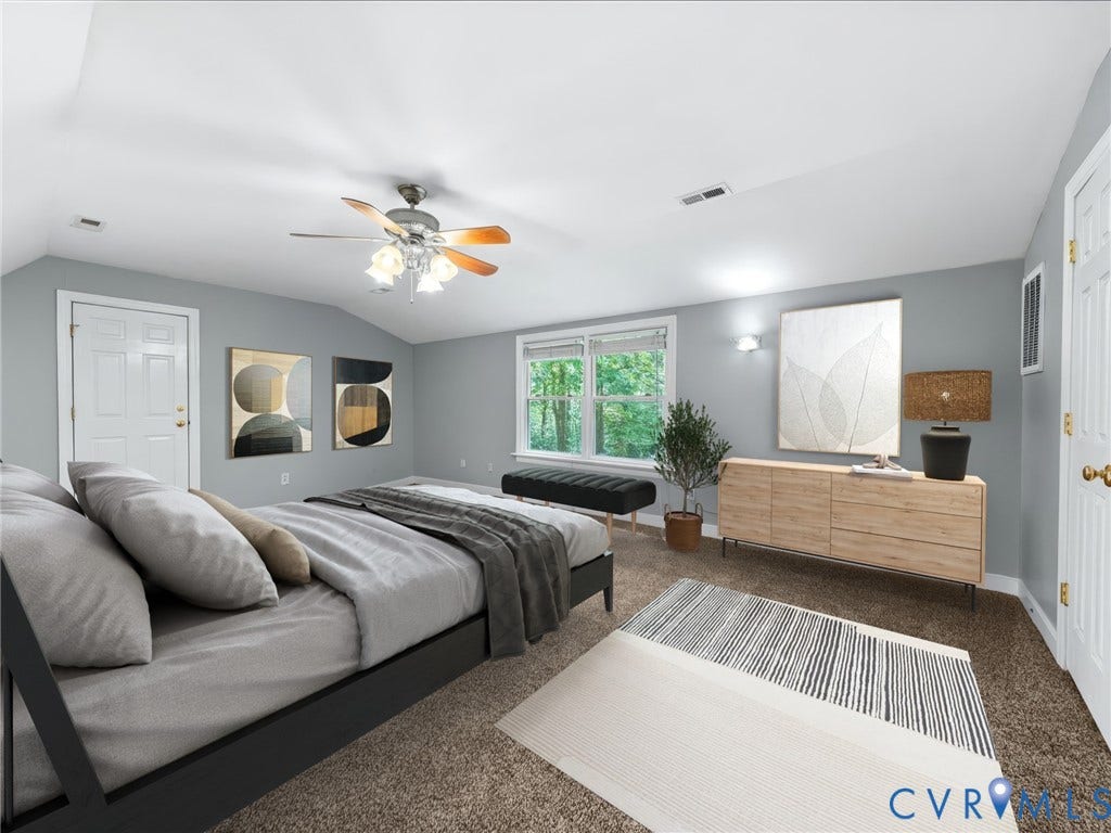 2741 Ridgeview Road, Spencerwood West, Powhatan, VA 23139 THIS IS A STAGED VISION HOW THE MASTER SUITE CAN BE USED. COMPLETE WITH BEDROOM, DEN/OFFICE AND FULL BATH WITH MULTIPLE CLOSETS