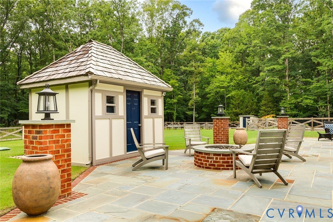 485 Ada Ash Lane, Hermitage Country Club, Manakin Sabot, VA 23103 fire-pit area on bluestone terrace