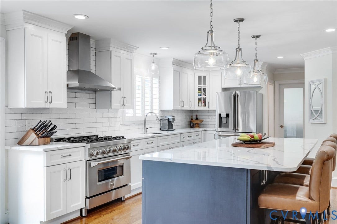 485 Ada Ash Lane, Hermitage Country Club, Manakin Sabot, VA 23103 Quartz Countertops with Subway Tile
Backsplash, ZLINE stainless steel appliances, and large island