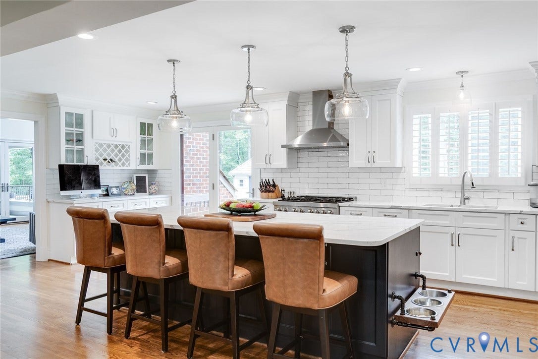 485 Ada Ash Lane, Hermitage Country Club, Manakin Sabot, VA 23103 Quartz Countertops with Subway Tile
Backsplash, ZLINE stainless steel appliances, and large island