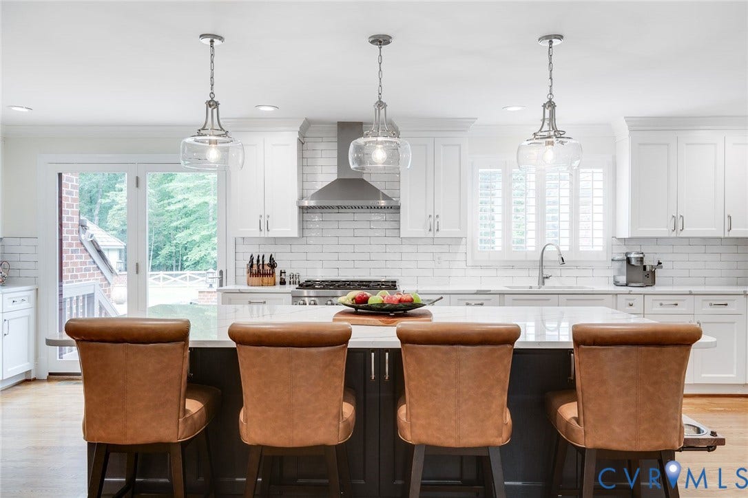 485 Ada Ash Lane, Hermitage Country Club, Manakin Sabot, VA 23103 Quartz Countertops with Subway Tile
Backsplash, ZLINE stainless steel appliances, and large island