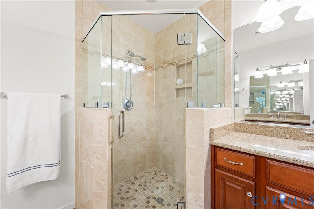 934 Morattico Circle, CrossRidge, Glen Allen, VA 23060 Shower floor freshly regrouted.