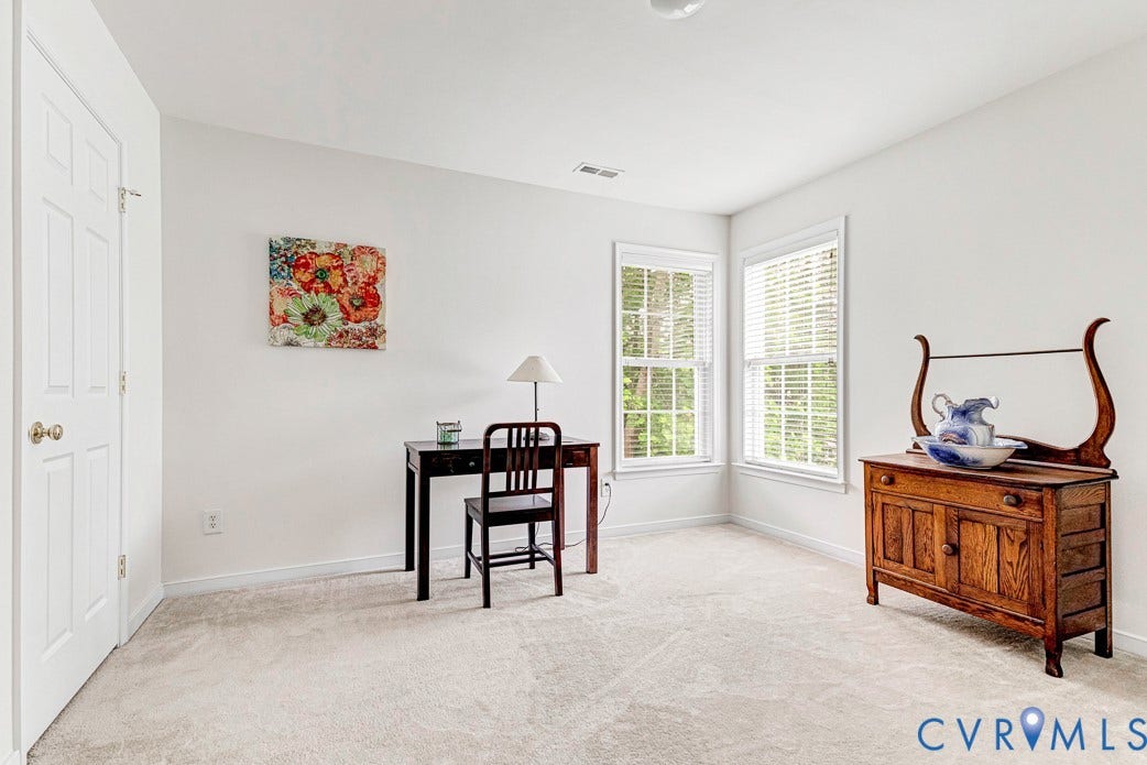 5841 Dorton Lane, Carrington, Glen Allen, VA 23060 Bedroom four with carpet, could also be a playroom or an office.