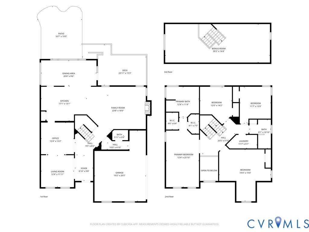 5841 Dorton Lane, Carrington, Glen Allen, VA 23060 Floor plan of first, second & third floors.