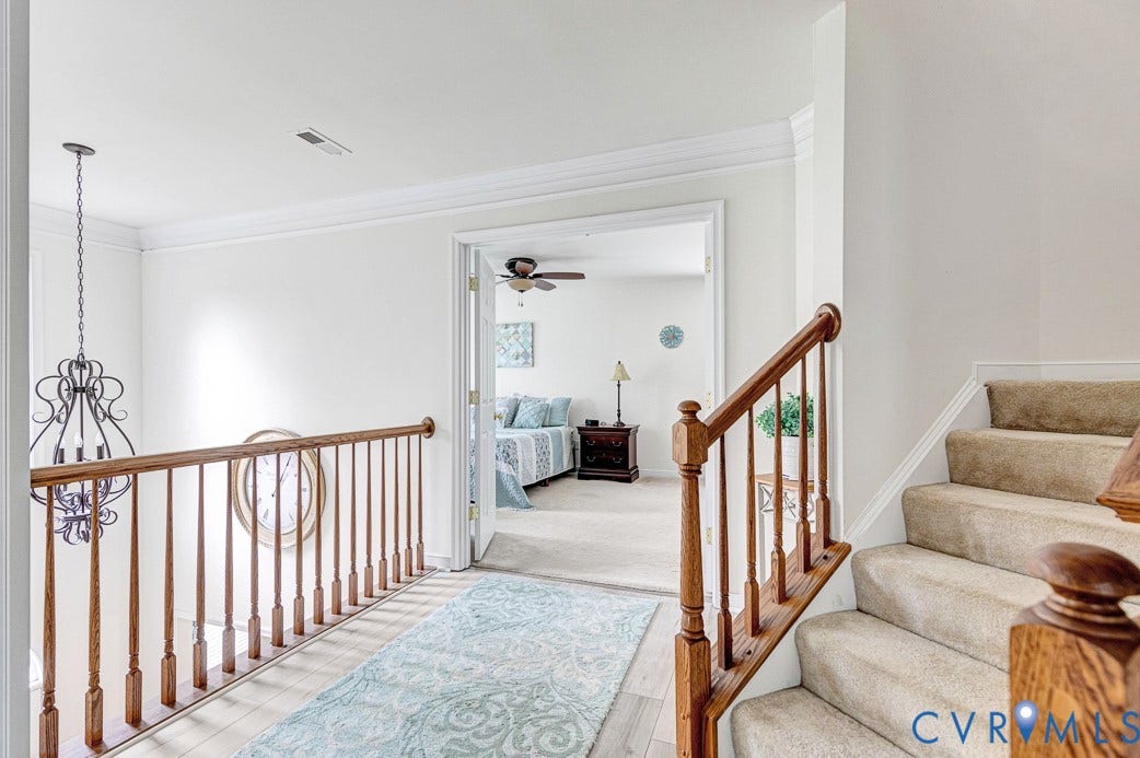 5841 Dorton Lane, Carrington, Glen Allen, VA 23060 Second floor landing. The stairs to the right lead to the third floor.