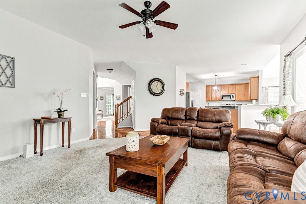 5841 Dorton Lane, Carrington, Glen Allen, VA 23060 The family room opens to the kitchen and the entry hall.