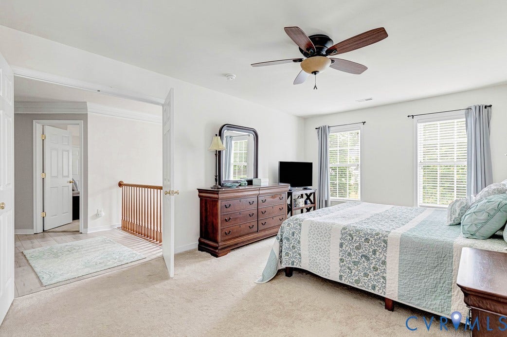 5841 Dorton Lane, Carrington, Glen Allen, VA 23060 The large primary bedroom has double entry doors.