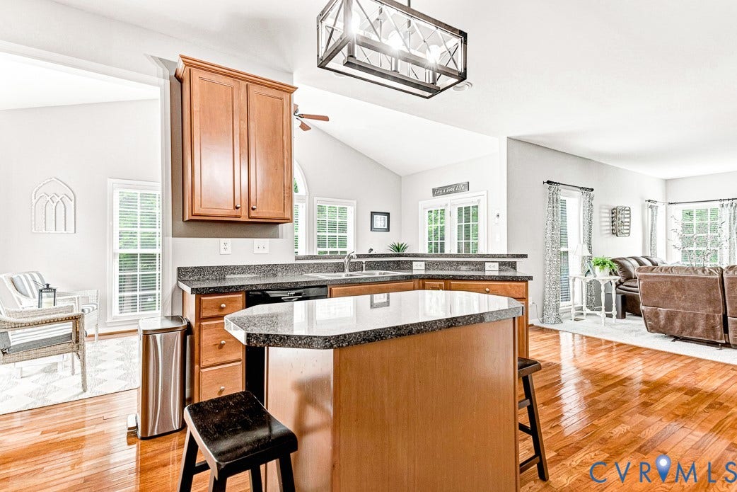 5841 Dorton Lane, Carrington, Glen Allen, VA 23060 Kitchen looking into the breakfast room and family room.