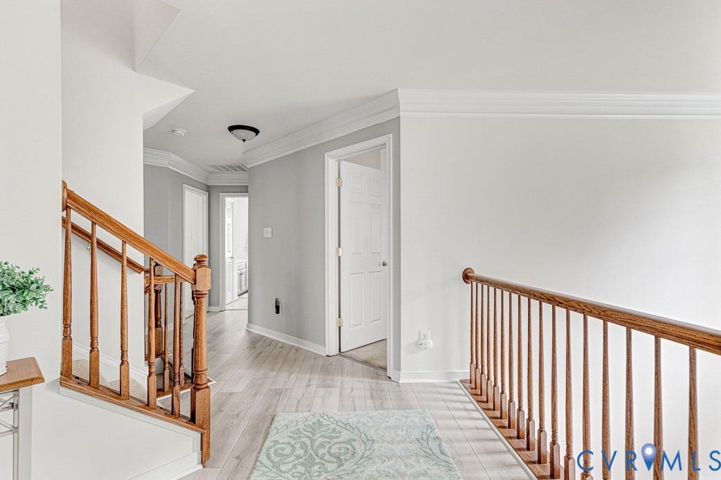 5841 Dorton Lane, Carrington, Glen Allen, VA 23060 Looking down the hall to bedroom two on the right.