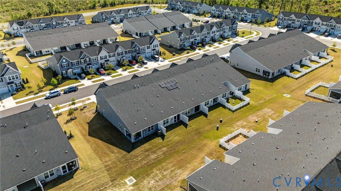 7236 George Wythe Lane, Summer Maple, New Kent, VA 23124 Aerial perspective showcasing a modern residential community with consistent architectural styling