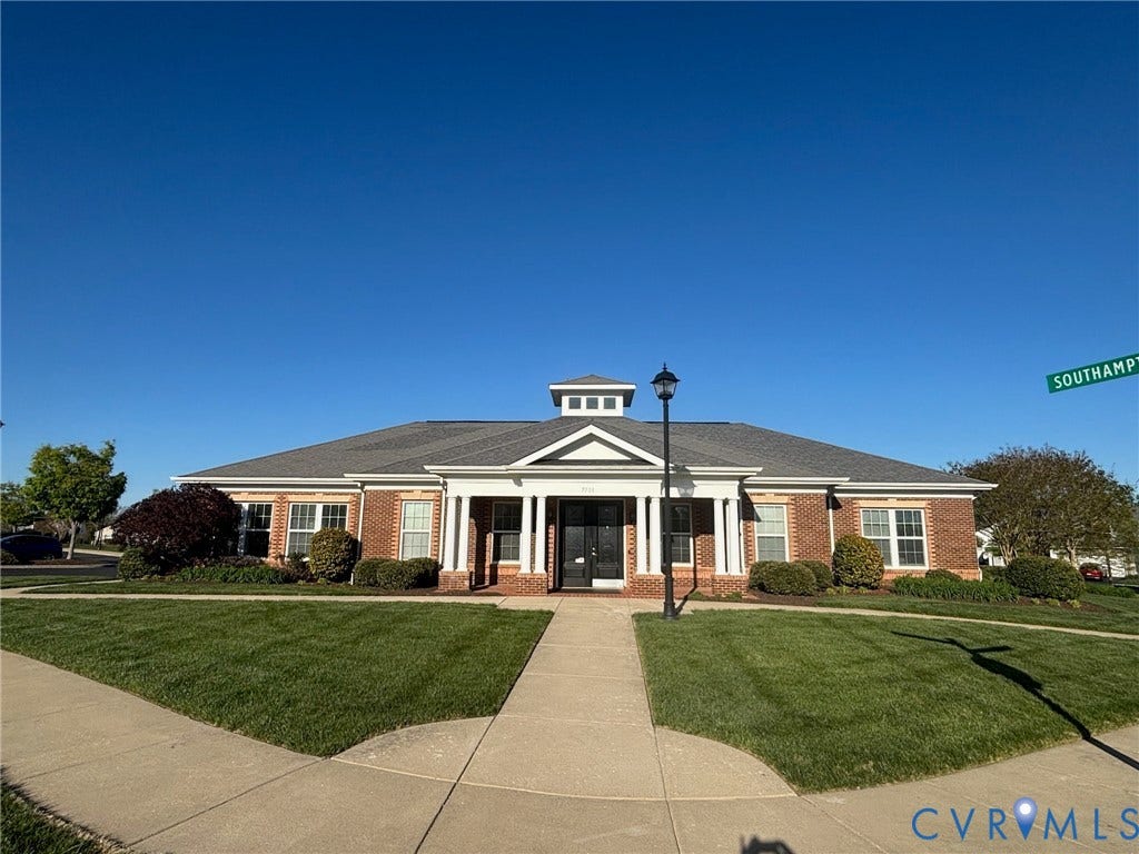 7236 George Wythe Lane, Summer Maple, New Kent, VA 23124 Brick facade building with white columned entry