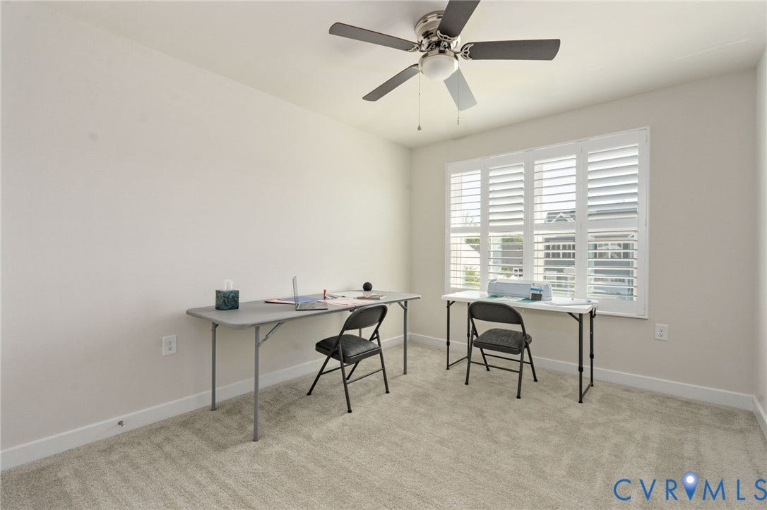 7236 George Wythe Lane, Summer Maple, New Kent, VA 23124 Neutral-toned room with light gray carpeting and white baseboards
