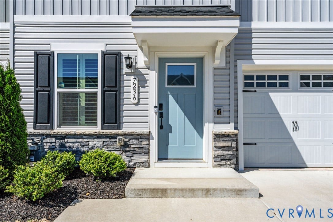 7236 George Wythe Lane, Summer Maple, New Kent, VA 23124 Light blue paneled entry door with sidelite window