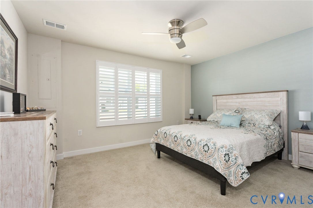 7236 George Wythe Lane, Summer Maple, New Kent, VA 23124 Room featuring neutral-toned carpeting and a ceiling fan with integrated lighting
