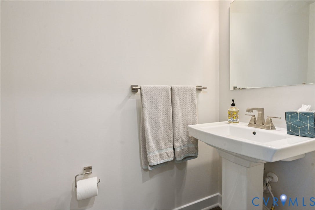 7236 George Wythe Lane, Summer Maple, New Kent, VA 23124 Pedestal sink with brushed nickel faucet