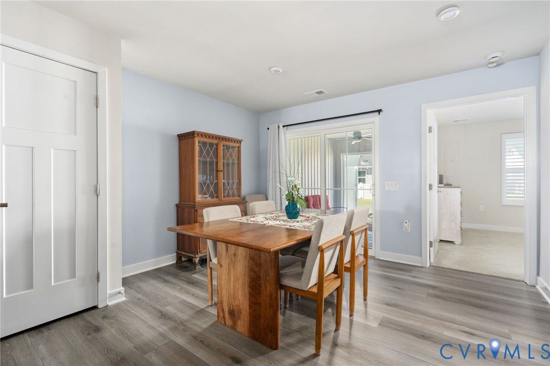 7236 George Wythe Lane, Summer Maple, New Kent, VA 23124 Spacious dining area featuring wood-finish flooring, light blue walls, and recessed lighting