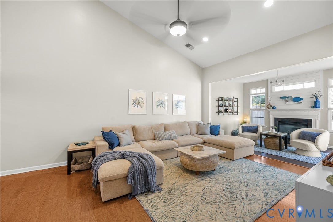 3105 Abruzzo Place, The Villas At Hunton Park, Glen Allen, VA 23059 Spacious living room which flows from the Dining area to the Sunroom.