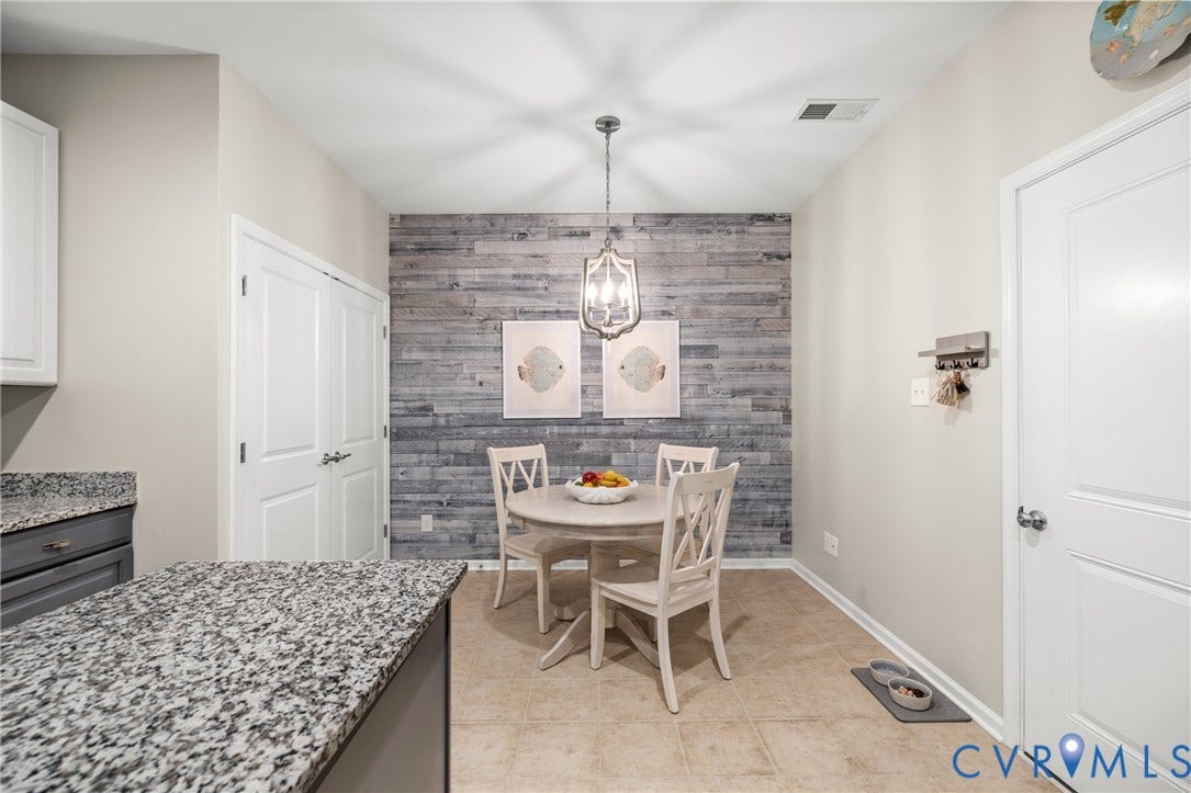 3105 Abruzzo Place, The Villas At Hunton Park, Glen Allen, VA 23059 Enjoy the updated kitchen with professionally painted cabinets, tile flooring and backsplash, granite counters, pantry w/ custom storage, and all new appliances (except microwave)