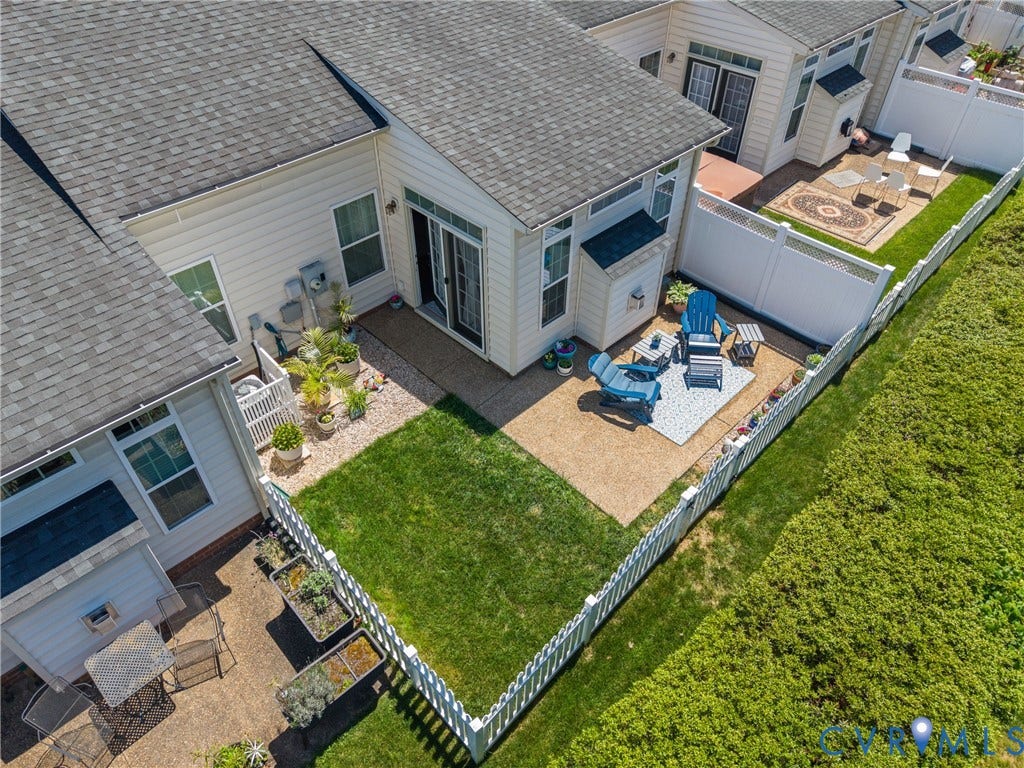 3105 Abruzzo Place, The Villas At Hunton Park, Glen Allen, VA 23059 Fenced in backyard with aggregate patio. HOA manages the yardwork.