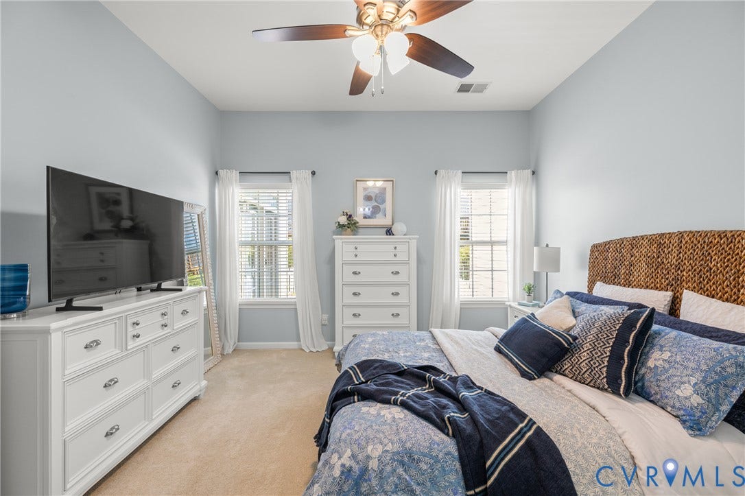 3105 Abruzzo Place, The Villas At Hunton Park, Glen Allen, VA 23059 FIRST FLOOR Primary Suite with nicely appointed primary bathroom and walk in closet with custom storage.