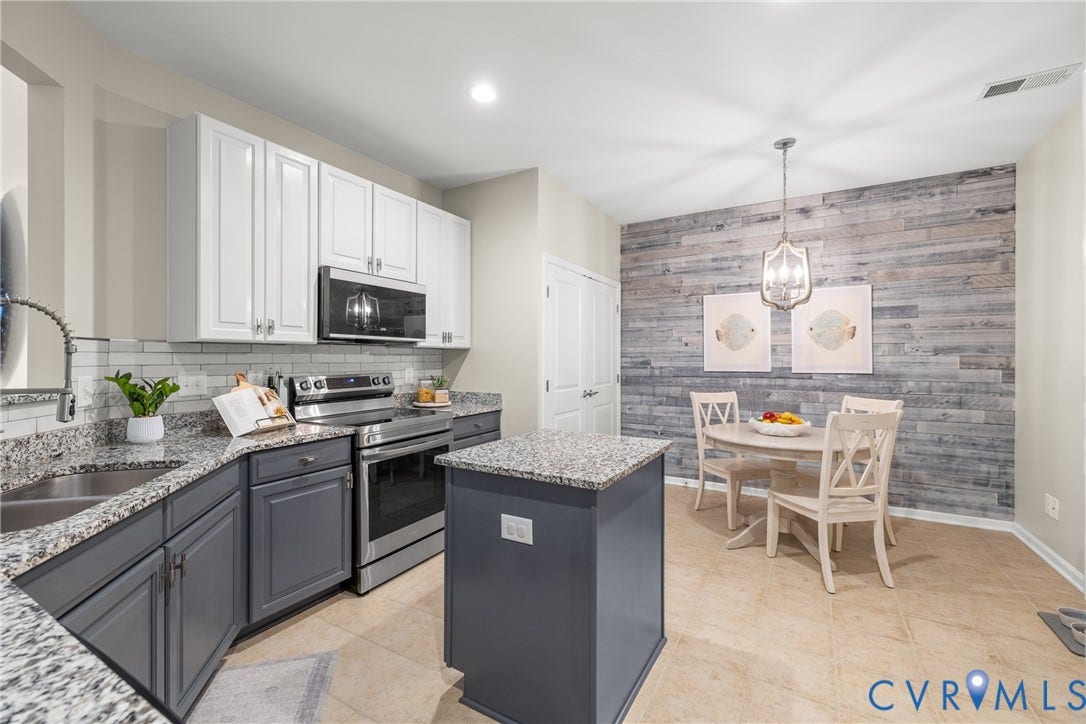 3105 Abruzzo Place, The Villas At Hunton Park, Glen Allen, VA 23059 Enjoy the updated kitchen with professionally painted cabinets, tile flooring and backsplash, granite counters, pantry w/ custom storage, and all new appliances (except microwave)