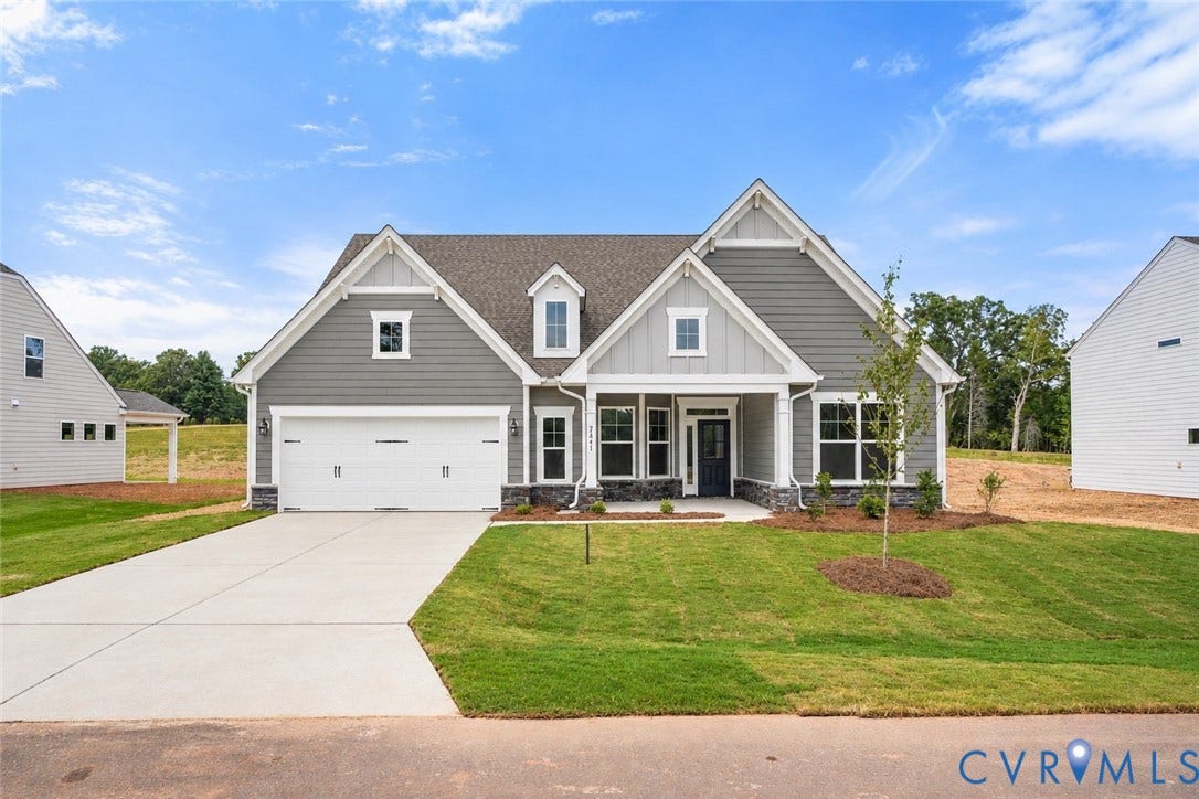 9355 Stingray Point Court, Greenwood Estates, New Kent, VA 23124 This home is to be built. The photo represents the plan, not the actual home. Design selections may vary.