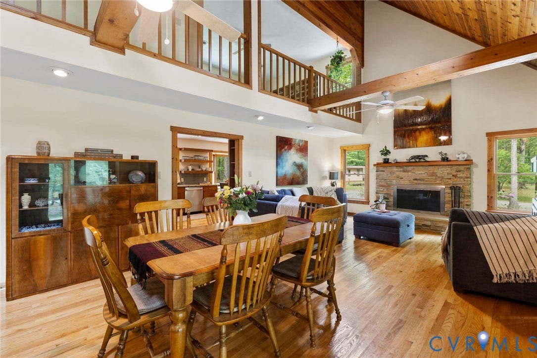 3172 Three Bridge Road, Powhatan, Powhatan, VA 23139 The open great room greets you as you enter the front door with lofted ceilings & exposed beams.