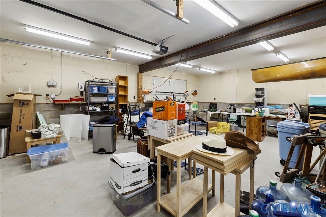 3172 Three Bridge Road, Powhatan, Powhatan, VA 23139 With a massive detached garage this is a dream workshop or mechanic type space with extra tall garage doors (91" clearance). New sump pump installed in garage in 2025.