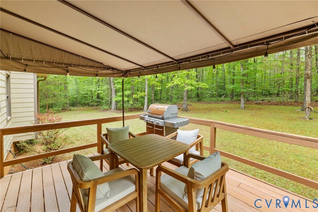 3172 Three Bridge Road, Powhatan, Powhatan, VA 23139 Covered rear deck just off of the kitchen.