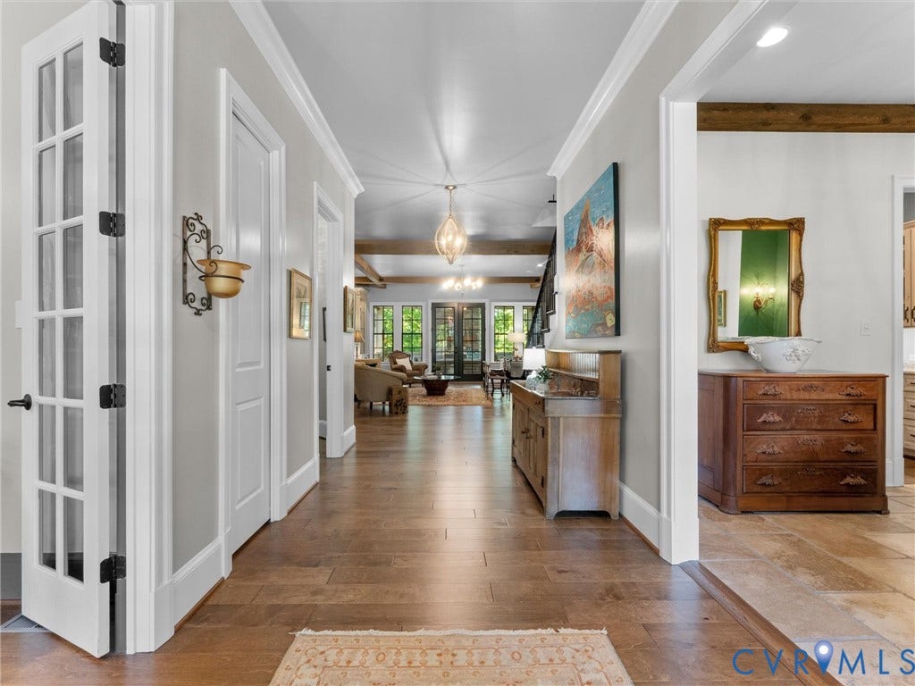 16131 Binley Road, Hallsley, Midlothian, VA 23112 Hardwood birch plank flooring through all major living areas, the primary bedroom, and the second-level hallway.