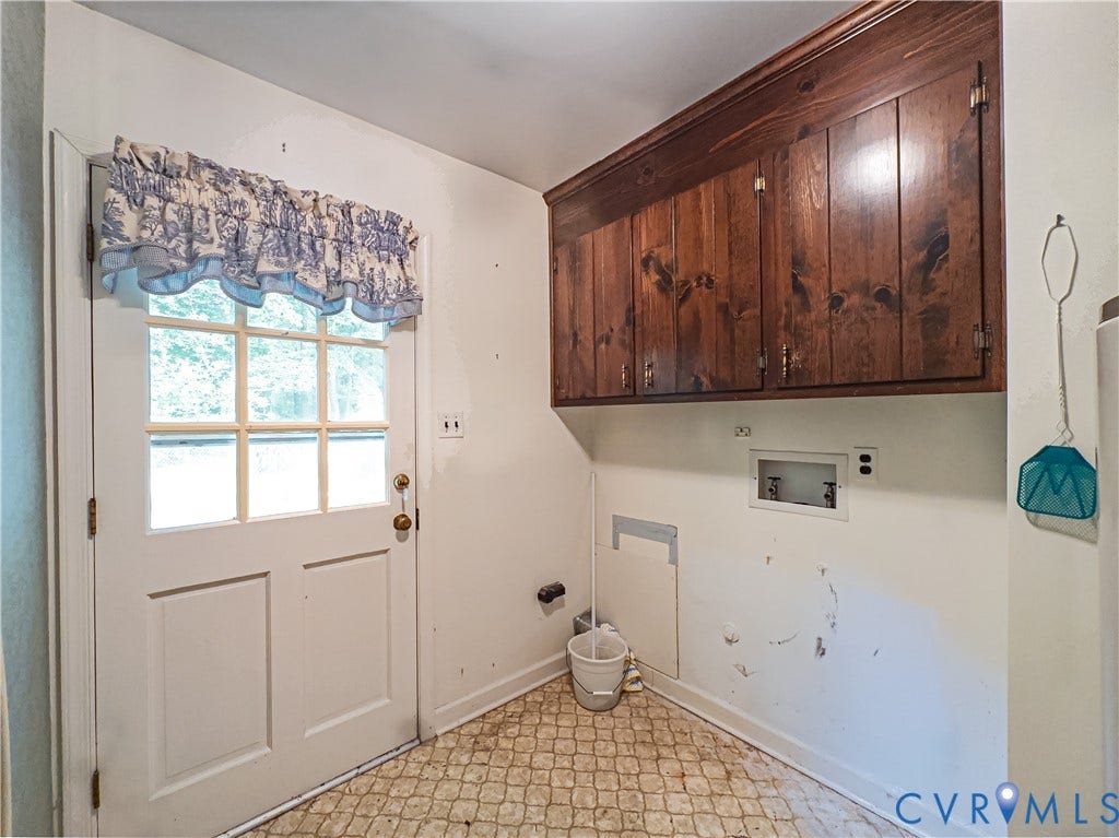 Laundry, mudroom, utility room, access to back patio