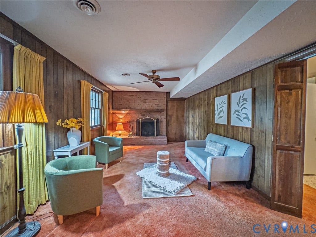 Lower level living area, den, bonus or flex room