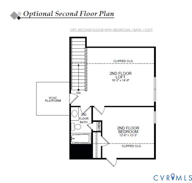 5758 Stingray Point Boulevard, Greenwood Estates, New Kent, VA 23124 OPTIONAL Second Floor Layout