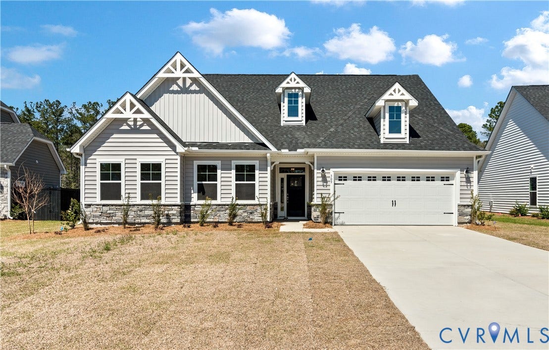 5758 Stingray Point Boulevard, Greenwood Estates, New Kent, VA 23124 This home is to be built. The photo represents the plan, not the actual home. Designs has been selected.