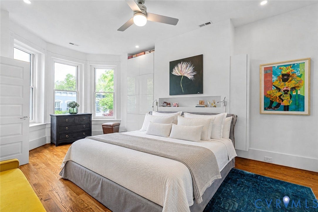 1214 Park Avenue, Historic Fan District, Richmond, VA 23220 Primary En-Suite with built-in storage and stunning bay window