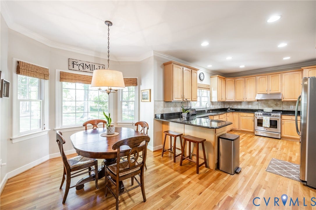5541 Summer Creek Way, Millstone, Glen Allen, VA 23059 Kitchen has a nice sized eat-in area with windows that overlook the gorgeous backyard.