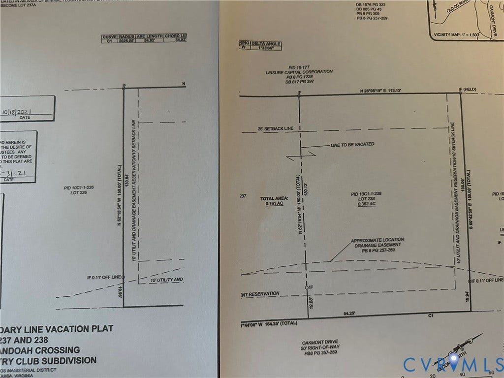 Lots 237 & 238 Oakmont Drive, Gordonsville, VA 22942 Showing lot line removed