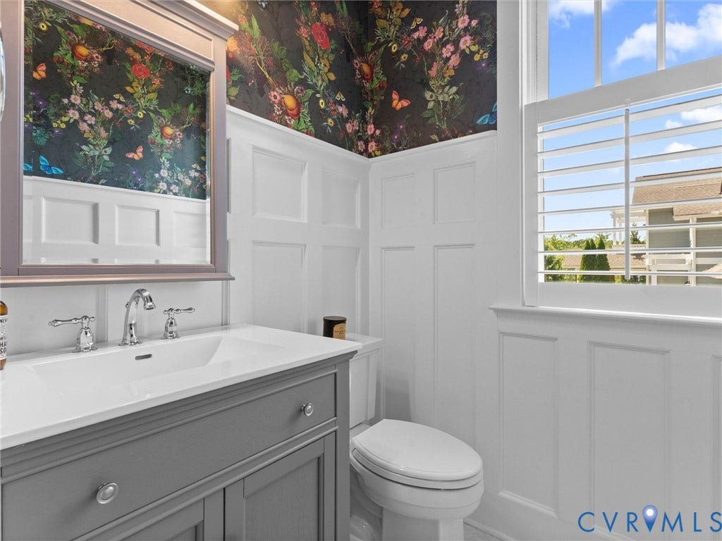 1925 Limbeck Lane, Hallsley, Midlothian, VA 23112 1st floor powder room w/custom wallpaper